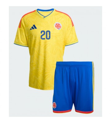 Colombia Juan Fernando Quintero #20 Hjemmebanetrøje Børn VM 2026 Kortærmet (+ Korte bukser)